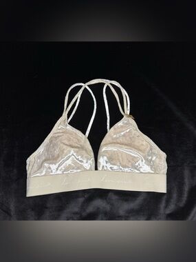 PINK Victoria's Secret Crushed Velvet Triangle Bralette in Champagne Beige